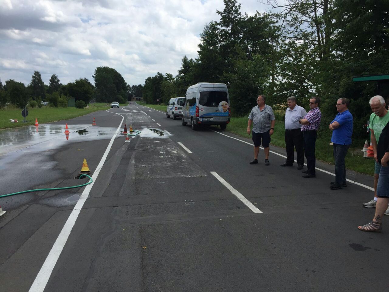 Caritas-Mitarbeiter beim Fahrsicherheitstraining. / Foto: Caritas