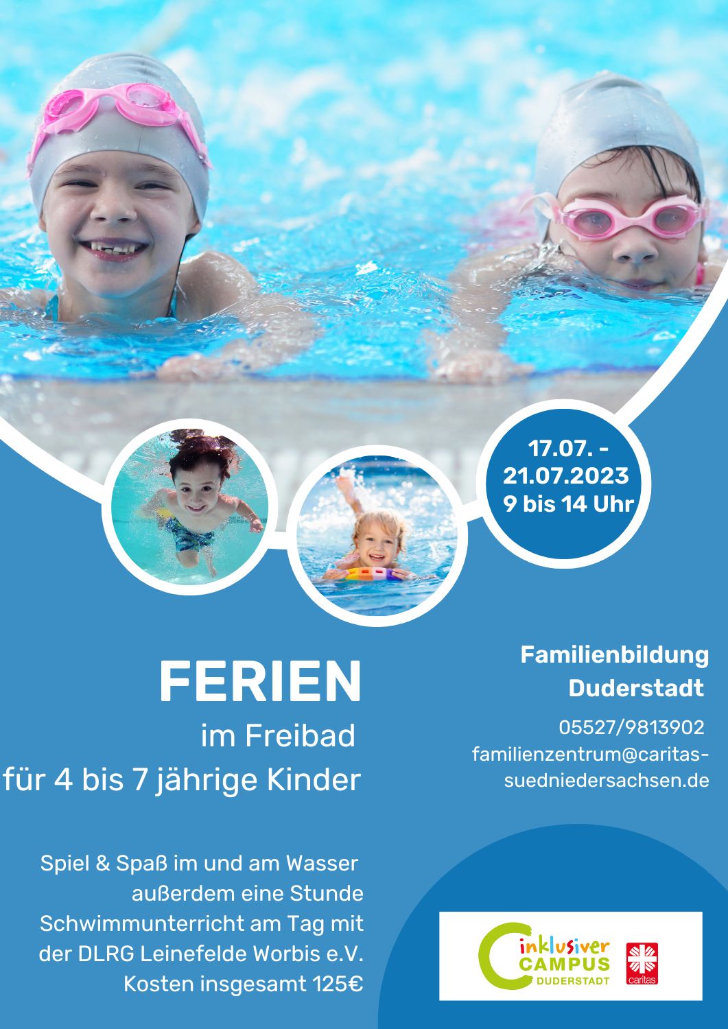 Plakat: Ferienwoche mit Schwimmunterricht 2023