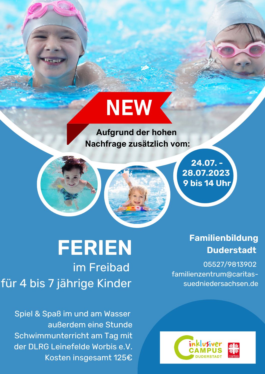 Plakat: Ferienwoche mit Schwimmunterricht 2023