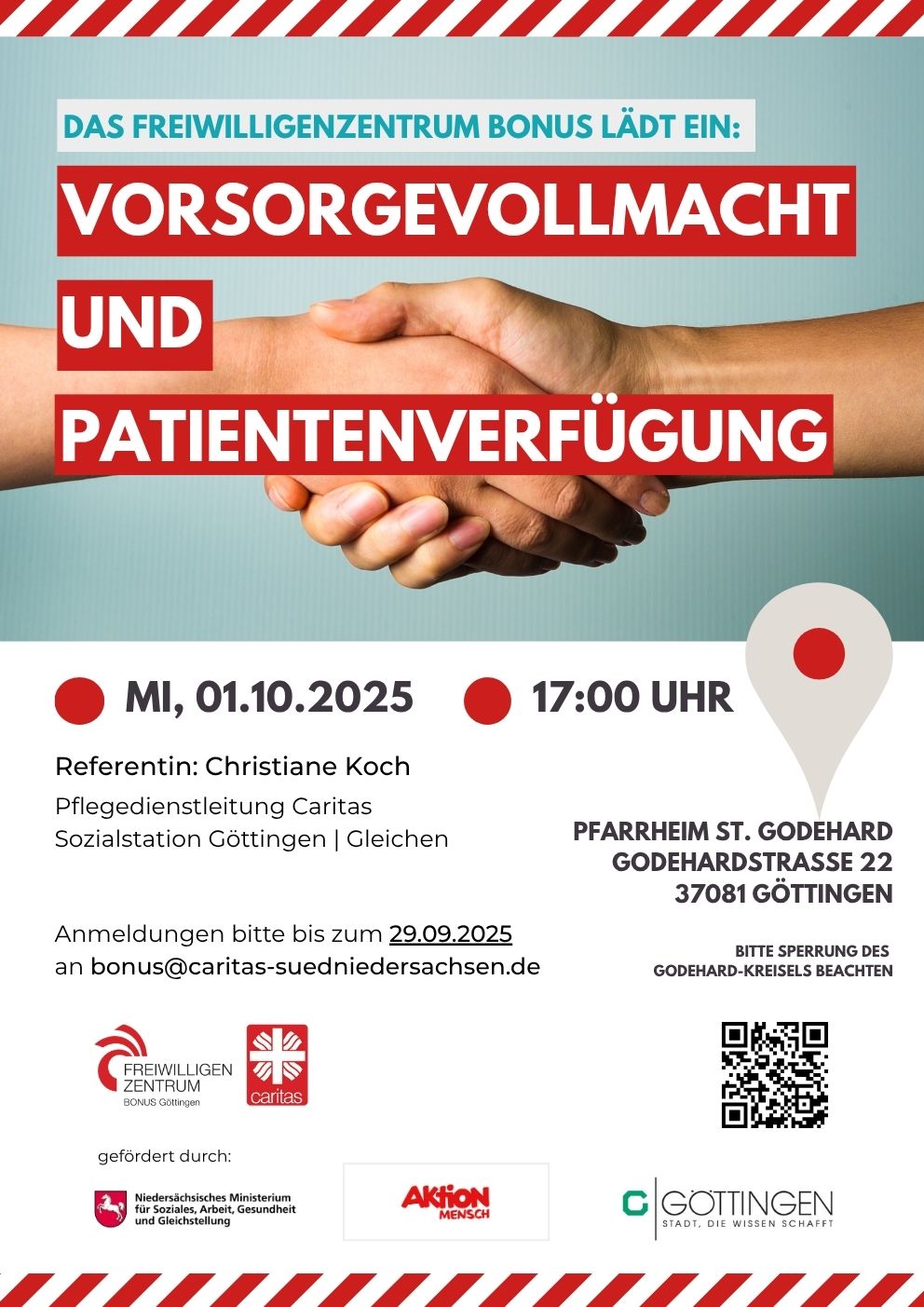 Plakat zum Infoabend mit Christiane Koch am 1. Oktober 2025 in Göttingen.