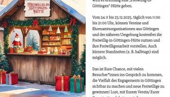 Insta-Kachel mit einer Weihnachtsmarkt-Hütte als Grafik.