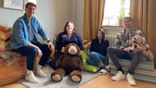 FamilySchooling-Team der Caritas  im Haus St. Georg (v.l.): Konstantin Krolop, Lara Hochwarth, Sarah Nolte und Jan Grobecker. Auf dem Foto fehlen Melissa Diedrich und ehrenamtlich Engagierte. | Foto: Caritas