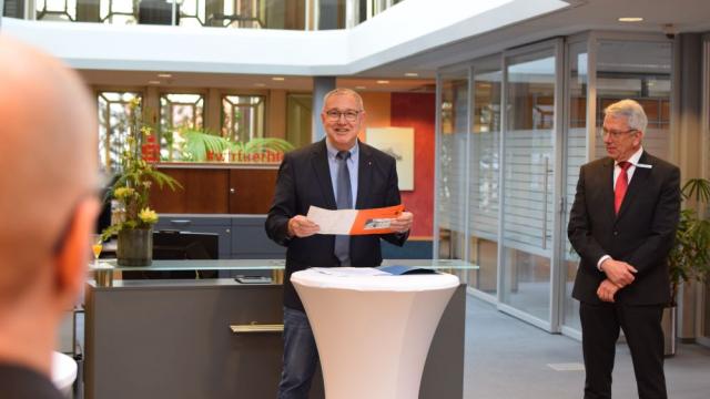 Caritas-Vorstandssprecher Ralf Regehardt erinnerte an die Anfänge der Sozialstation im Untereichsfeld in den 1970er Jahren.